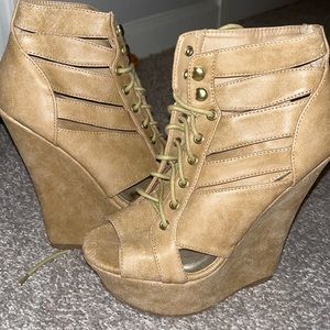 Tall tan wedges